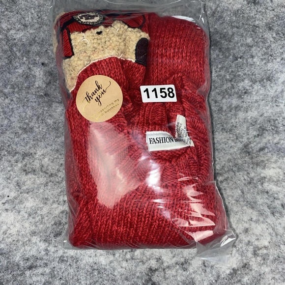 Vtg Fashion Bug Women's 22-24 Red Knitted‎ Fashion Bear University Pull Over - Picture 7 of 7